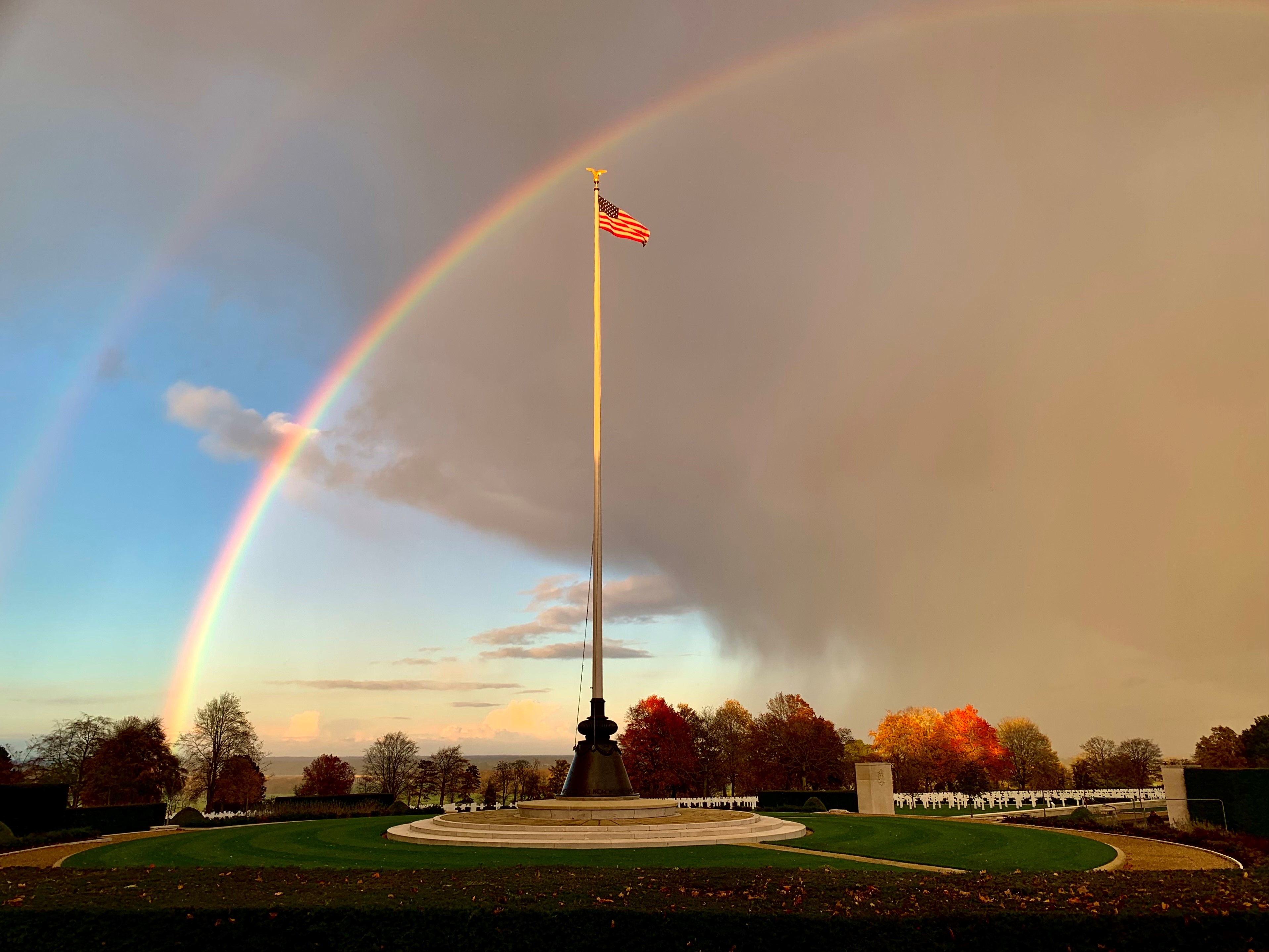 Rainbows after the storm, Cambridge American Cemetery, ©ABMC-Suzie Harrison