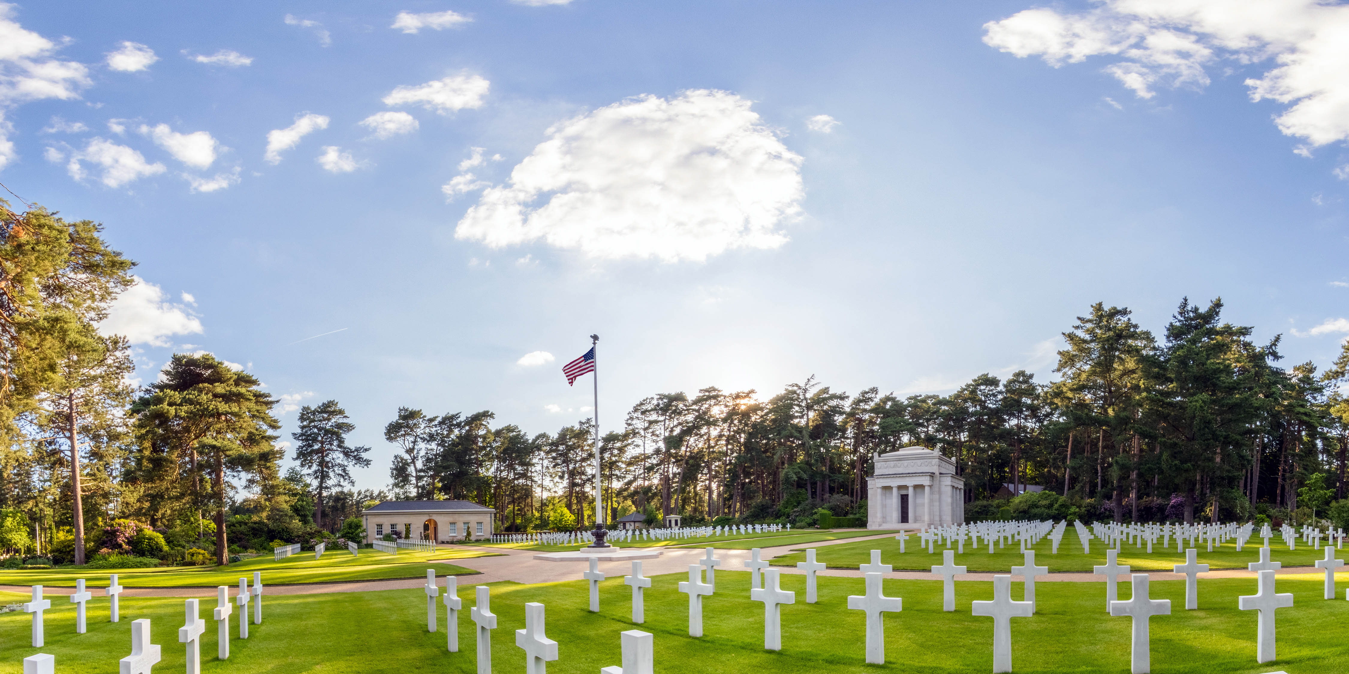 Panoramic view of Brookwood American Cemetery from virtual tour