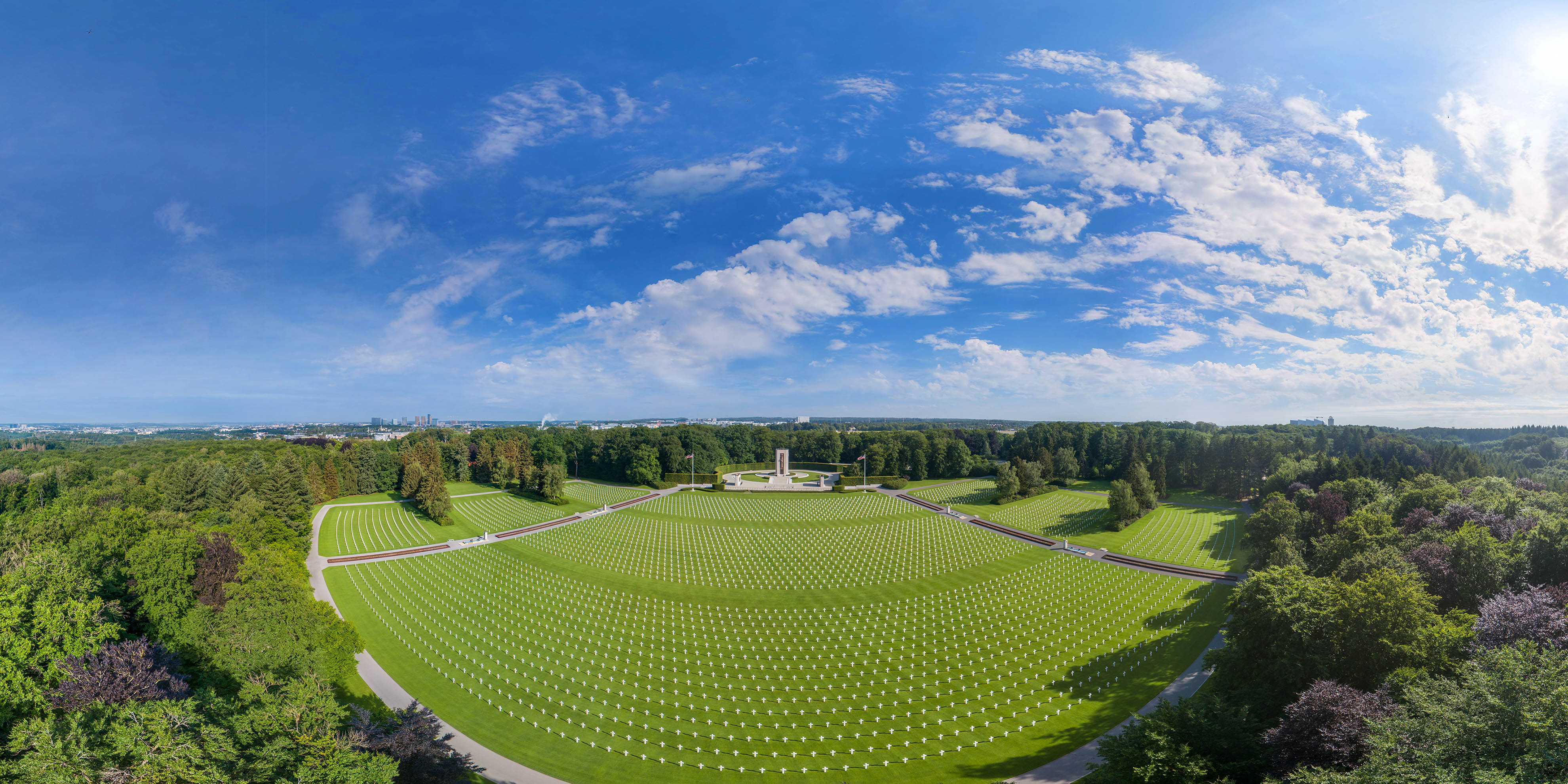 Panoramic view of Luxembourg American Cemetery from virtual tour