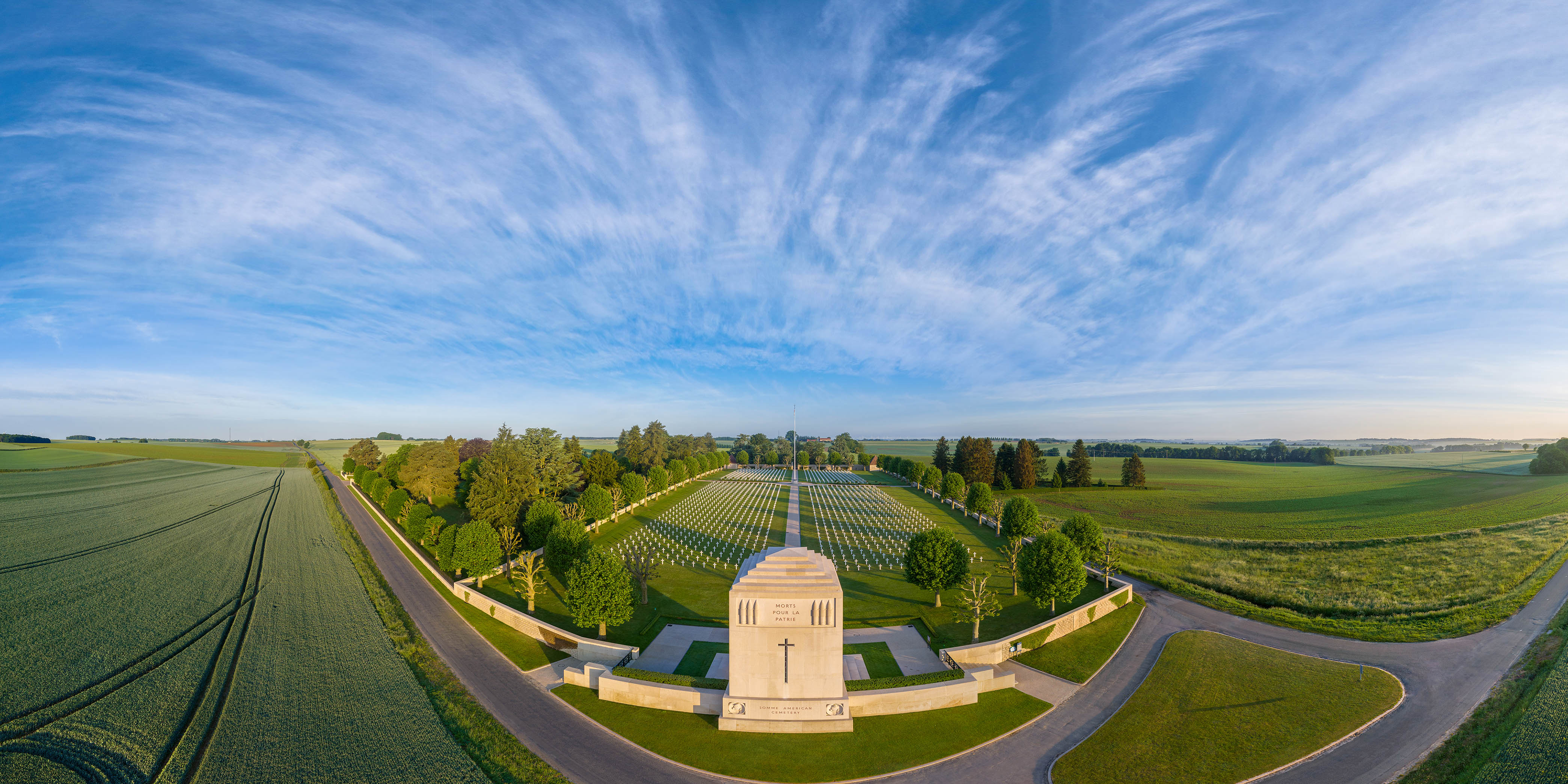 Panoramic view of Somme American Cemetery from virtual tour