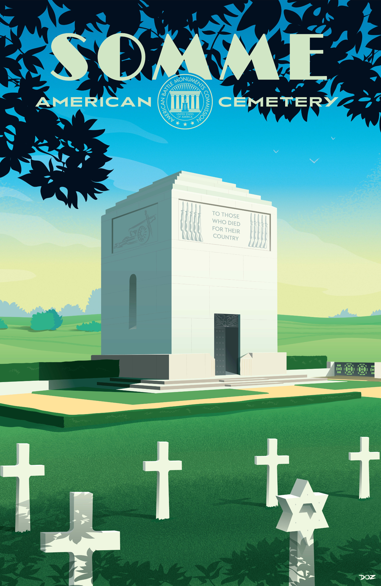 Vintage poster of Somme American Cemetery created to mark ABMC Centennial