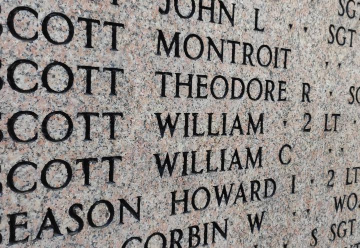 2nd Lt. William Scott, memorialized on Florence American Cemetery's Wall of the Missing