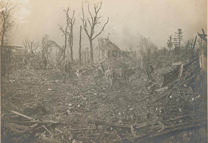 Historic photo shows destroyed town.