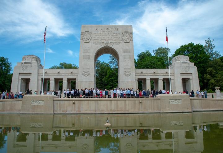 Americans and French gathered at Lafayette Escadrille Memorial Cemetery. 