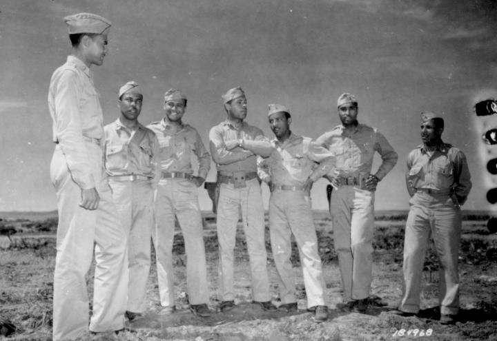 Historic image of African-American officers in uniform.