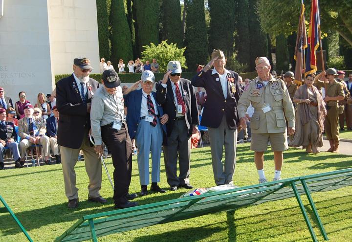 American WWII veterans laid a wreath during the ceremony. 