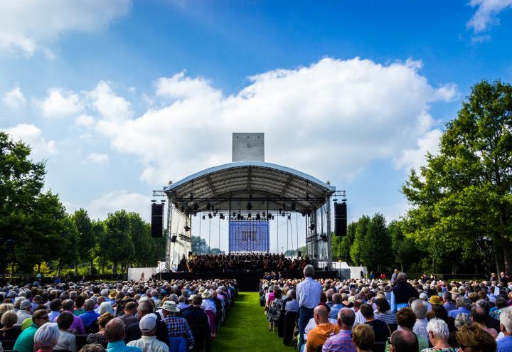 Attendees sit during the annual liberation concert.