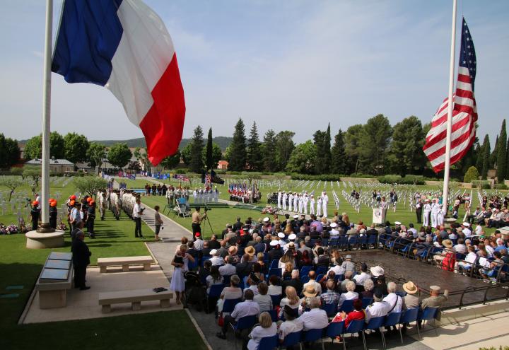 Attendees sit and look on during the ceremony. 