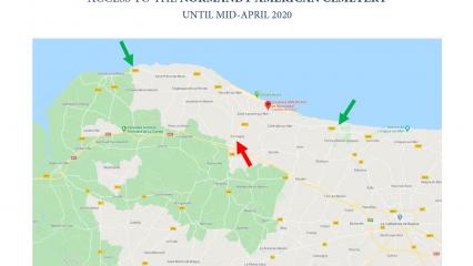 Map to access Normandy American Cemetery (March-April 2020)