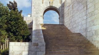 Granite archway at the Naval Monument at Gibraltar.