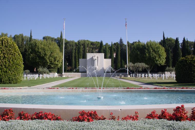 Fountain and Chapel at Rhone American Cemetery