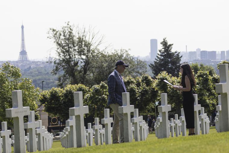 The Honorable Bill Huizenga (R-MI), US House of Representative CODEL visit 2024. Students from the school gave interpretative stories on individuals buried at the cemetery. 