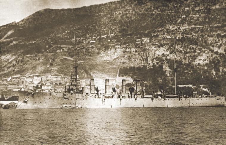 Scout Cruiser USS Birmingham (CL-2) was the flagship for the Atlantic Fleet Patrol Force operating from Gibraltar.