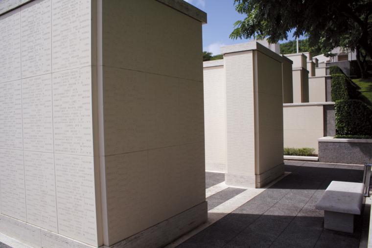 Walls of the Missing at the Honolulu Memorial.