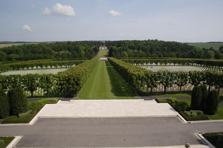 In the distance the visitor center at Meuse-Argonne American Cemetery is barely visible.