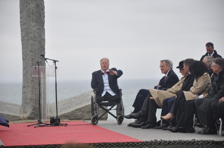 ABMC Secretary Cleland delivers remarks during ceremony for 67th Anniversary of D-Day landings.