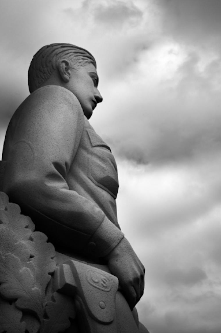 A male statue at St. Mihiel American Cemetery.