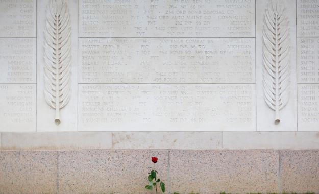 Wall of the Missing at Normandy American Cemetery. Credits: Courtesy of American Battle Monuments Commission/Warrick Page